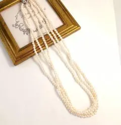 本真珠 3連ベビーパール ロングネックレス シルバー留具 PN1032