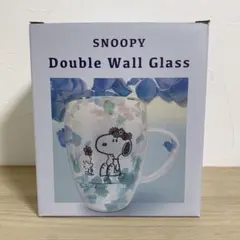 スヌーピー　ダブルウォールグラス　B 水色　花びら