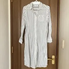 BACK NUMBER ストライプ 長袖シャツワンピース Lサイズ