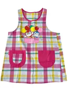 エプロン　保育士　アンパンマン　ピンク　カラフルチェックエプロン