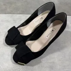 ❤️美品❤️DIANA ダイアナ スエードパンプス ブラック リボン22.5