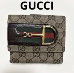 GUCCI グッチ Wホック二つ折り財布 GGキャンバス ホースビット保存袋ありのサムネイル
