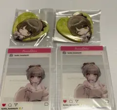 あみゅどる　倉持京子　DMMスクラッチ ハート缶バッジ SNS風アクリルカード