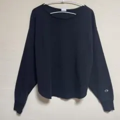 チャンピオン　長袖カットソー トップス コットン ゆったり　ブラック　Ｍ