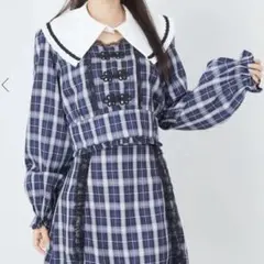 AnkRouge チャイナチェックTOPS裾フリルチェック台形SK セットアップ