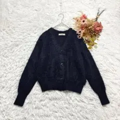 UNFILO 【洗える】シャギーニットカーディガン アルパカ ウール Vネック