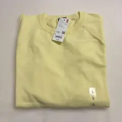 ユニクロウォッシャブルコットンブレンドクールネックセーター　Lサイズ　イエロー