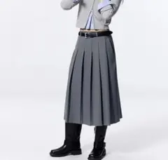 プリーツミディスカート GU グレー