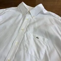 80s 90s フランス製 LACOSTE チビロゴ コットンシャツ 白 ワニ