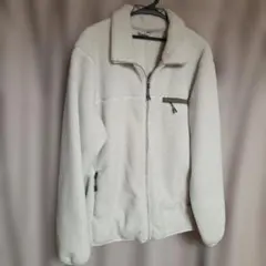 ホワイト フリースジャケット ジップアップ