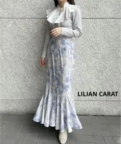 LILLIAN CARAT アートフラワーエスカルゴスカート　M