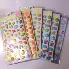 ぷっくりシール　6枚セット　海外製　パン　とり　くま　クローバー