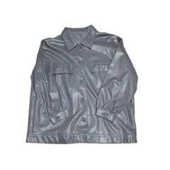 ダークブルー 合成皮革 レザージャケット フェイクレザージャケット