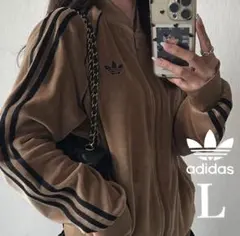 新品L】adidas アディカラー ブラウン ベロア トラックトップ 風早ゆうた
