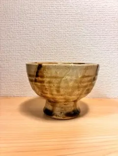 山本教行　灰釉茶碗　共箱 山本教行作 岩井窯 灰釉 茶碗 茶盌 共箱