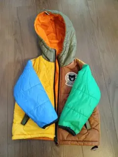 DOUBLE.B ダウンコート マルチカラー オレンジリバーシブル90cm