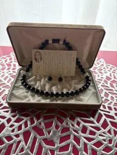 ロイヤル天然ジェット　ネックレス　イヤリング　セット