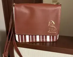 ショルダー バッグ SNOOPY スヌーピー 箔押し ストライプ ブラウン