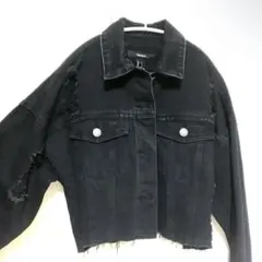 Forever21 ダメージ Gジャン デニムジャケット ブラック 黒 S
