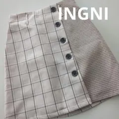 INGNI イング チェック柄 ミニスカート　美品　ベージュのサムネイル