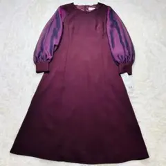 新品タグ付 東京ソワール ワインレッド ボルドー ドレス ワンピース38 結婚式