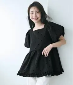 【新品未使用】cocaドットブラウス　黒