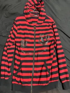 NieR Clothing 黒赤 ボーダー パーカー