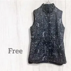 ネイビー/ 星座模様 リバーシブル ナイロンベスト キルティング アウター