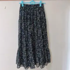 INGNI イング　花柄シフォンティアードスカート　ブラック