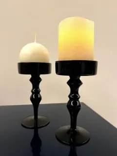 キャンドルホルダー 2個セット　黒　クリスマスキャンドル　テーブルコーディネート