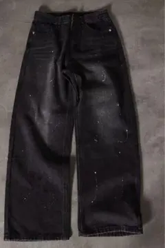 ワイドデニムパンツlブラック