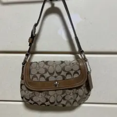 COACH コーチ シグネチャー ワンショルダーバッグ ゴールド金具 型押し馬
