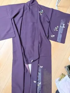 D22 訪問着 花刺繍 紫 正絹 着物 袷 しつけ糸付き未使用極美品 - メルカリ