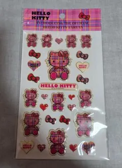 【平成レトロ】ハローキティ チェック柄ステッカー