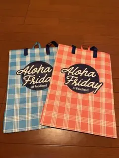 ピンクとブルー　フードランドAloha Friday エコバッグ 2つセット