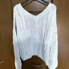 即日発送☆GYDA ニット かぎ編み 2way ニット セクシー 水色