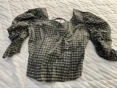 CHECK PUFF SLEEVE TOP