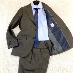 【ヘリンボーン・ペイズリー】スーツセレクト　セットアップ　ブラウン　Y4　美品