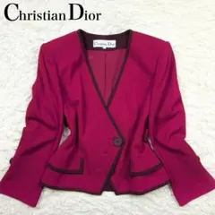 Christian Dior ノーカラージャケット 9 ボルドー パイピングのサムネイル