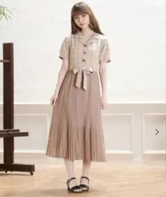 マジェスティックレゴン シャツ×プリーツワンピース