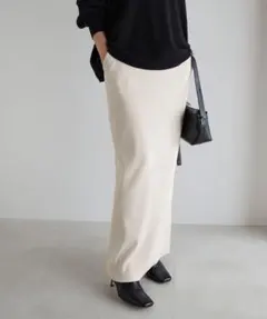 【新品/'25】andme evernavy セルフカットリブタイトスカート M