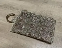 インド刺繍生地 カラビナ付きポーチ