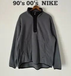 90's NIKE グレー フリースジャケット ハーフジップ　プルオーバー