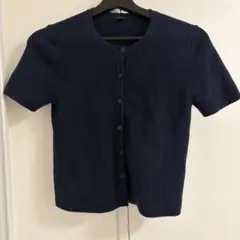 UNIQLO スカラップクルーネックカーディガン　NAVY ネイビー　Ｓのサムネイル