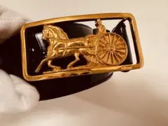 ヴィンテージ オールドCÉLINE 馬車金具 レザーベルト 黒 希少 年代物のサムネイル