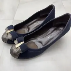 DIANA ダイアナ リボン パンプス 23.5cm ネイビー
