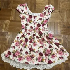 Bye Bye フラワープリント ノースリーブワンピース