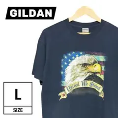 90s GILDAN 半袖Tシャツ L ネイビー アメリカ古着 ヴィンテージt