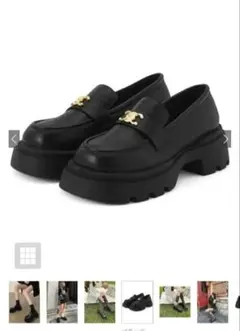 モノグラムプレート厚底ローファー