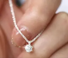 シルバー 925アレルギー対応ジルコニアネックレス 鎖骨チェーンネックレス